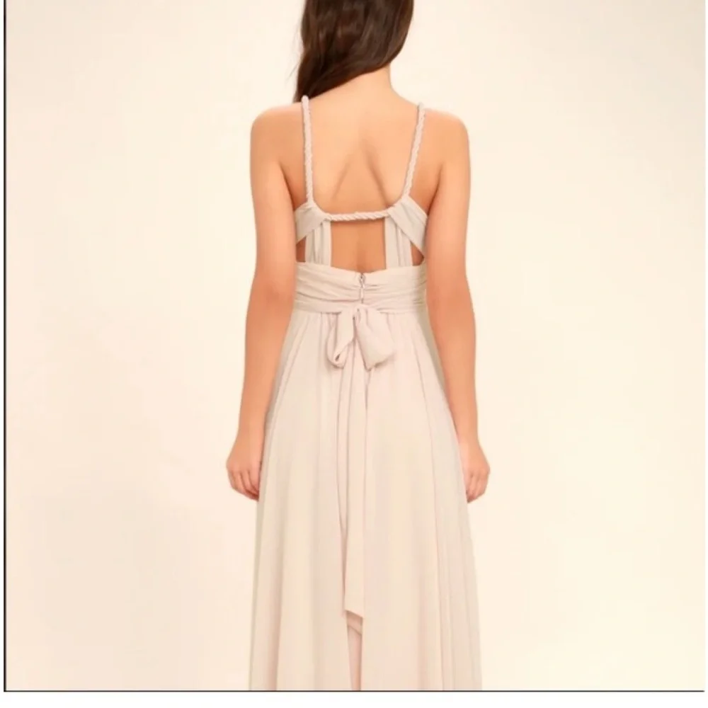 Lulus Carte Blanche Blush Pink Maxi Dress Rope Strap Formal Bridesmaid S - Picture 4 of 15